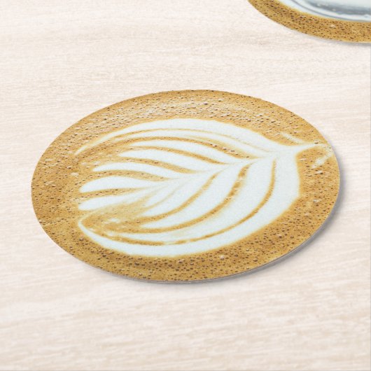 Coffee Froth Leaf Art Ronde Kartonnen Onderzetter (Gebogen)