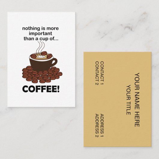 Coffee Funny Cafe Winkel Visitekaartje (Voorkant / Achterkant)