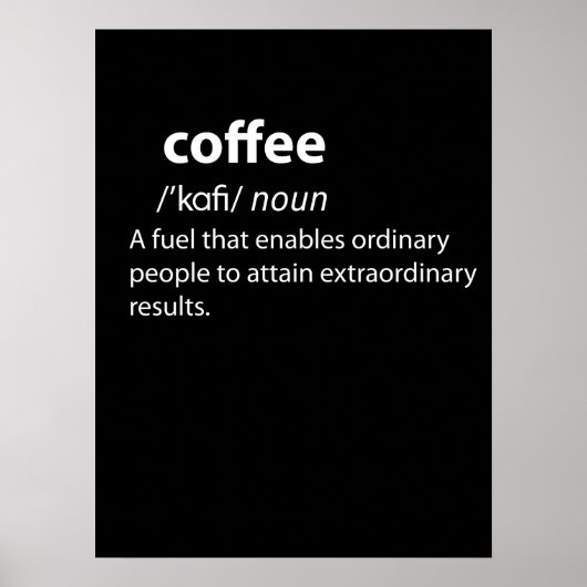Coffee Funny Dictionary Definition Poster (Voorkant)
