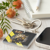 Coffee Gamer Anime Boy Yellow Aesthetic Art Sleutelhanger (Voorkant Rechts)