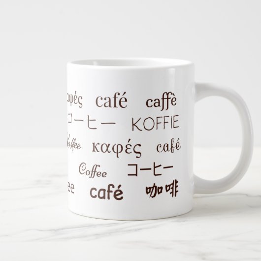 "Coffee" Geschreven in 13 talen Bone China Mok (Rechts)