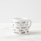 "Coffee" Geschreven in 13 talen Bone China Mok (Voorkant rechts)