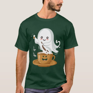 Coffee Ghost T-Shirt – Schattig Kawaii Café-spirit