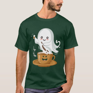 Coffee Ghost T-Shirt – Schattig Kawaii Café-spirit