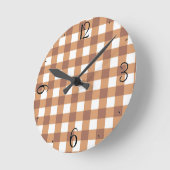Coffee Gingham Clock Ronde Klok (Hoek)