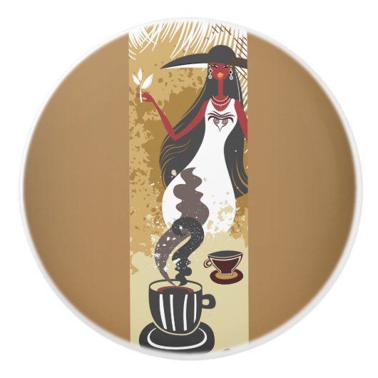 Coffee Girl Ceramic Knob Keramische Knop (Voorkant)