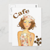 Coffee Girl Drinking Espresso Briefkaart (Voorkant / Achterkant)