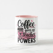 Coffee gives teacher superpower mug mok (Midden)