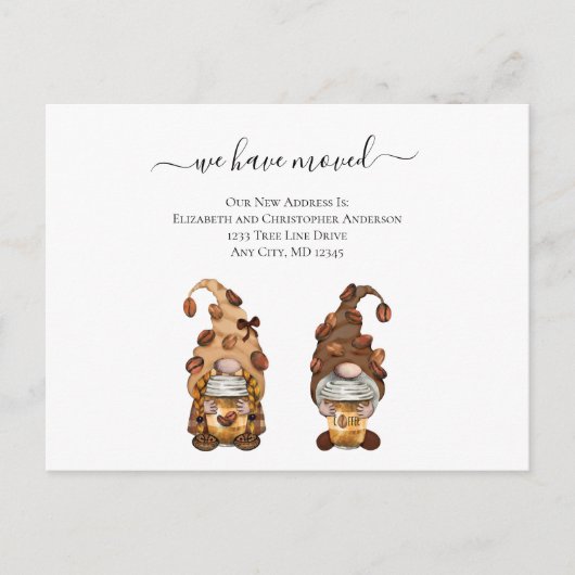 Coffee Gnome Moving New Home Aankondiging Briefkaa (Voorkant)