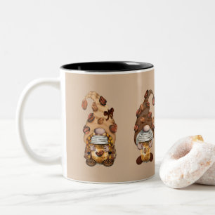 Coffee Gnomes Brown Tan Cute Trendy Woodland Tweekleurige Koffiemok