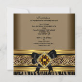 Coffee Gold Black Leopard Zebra Birthday Party Kaart (Achterkant)