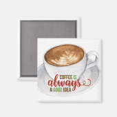 Coffee Good Idee Waterverf Typografie Magneet (Voorkant / Achterkant)