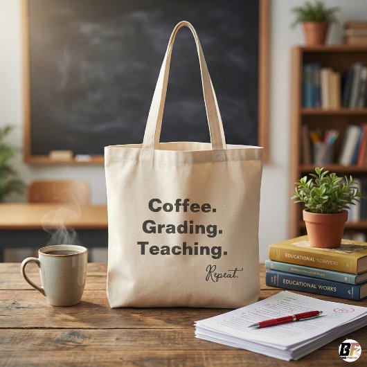 Coffee Grading Teaching Repeat | Funny Teacher Gif Tote Bag
