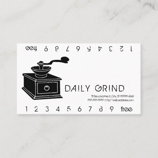 Coffee Grinder Grind Punchard Klantenkaartje (Voorkant)