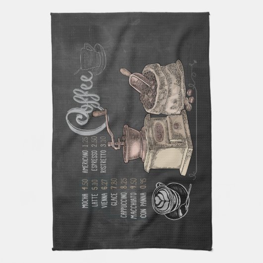Coffee Grinder: Kunst op koffelbord Theedoek (Verticaal)