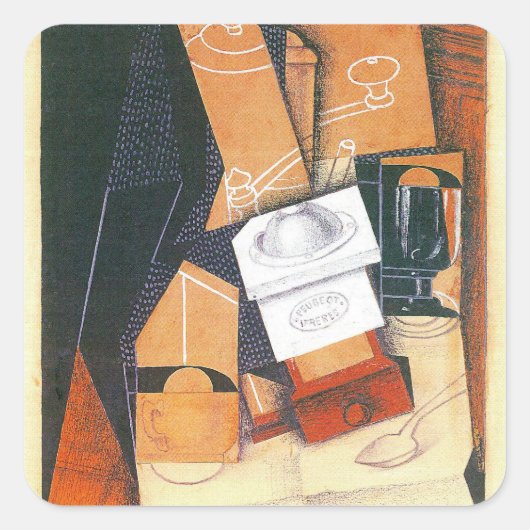 Coffee Grinder van Juan Gris,  Cubistische kunst Vierkante Sticker (Voorkant)