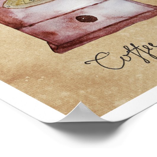  Coffee Grinder Waterverf Kunstwerk Poster (Hoek)