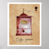  Coffee Grinder Waterverf Kunstwerk Poster (Voorkant)