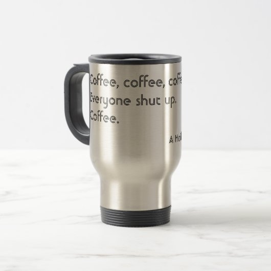 Coffee Haiku voor zwarte ochtendtypografie Reisbeker (Voorkant links)