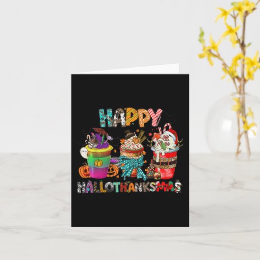 Coffee Halloween Thanksgiving Happy Hall Kaart (Gele Bloem)