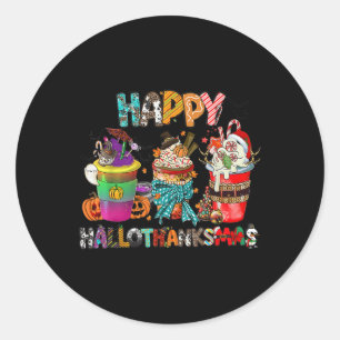 Coffee Halloween Thanksgiving Happy Hall Ronde Sticker