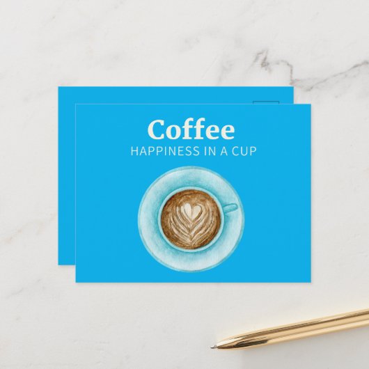 Coffee Happy Briefkaart (Voorkant / Achterkant in situ)