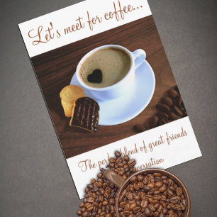 Coffee? Hartvormig schuim Koffie Cup Cookie Kaart