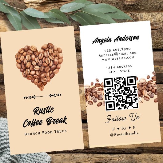 Coffee Heart Trendy QR Code and Website Visitekaartje
