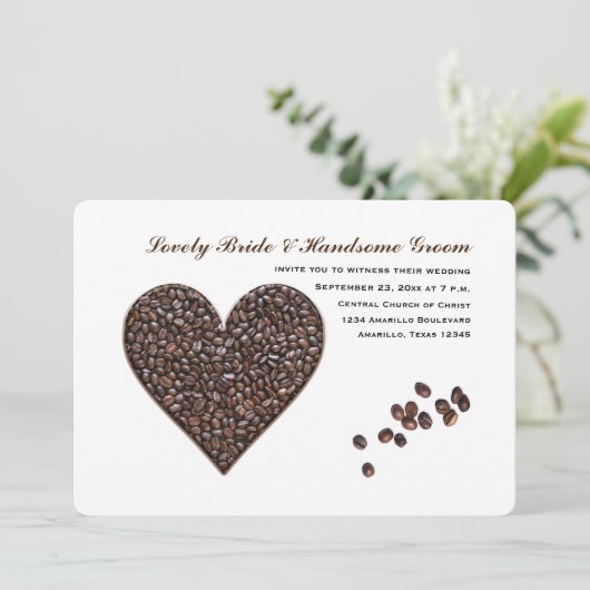 Coffee Heart Wedding Kaart (Staand voorkant)