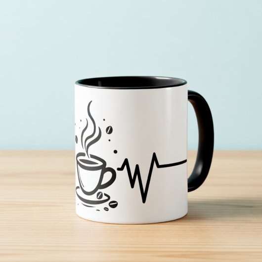 Coffee Heartbeat One-Line Art Mug Mok