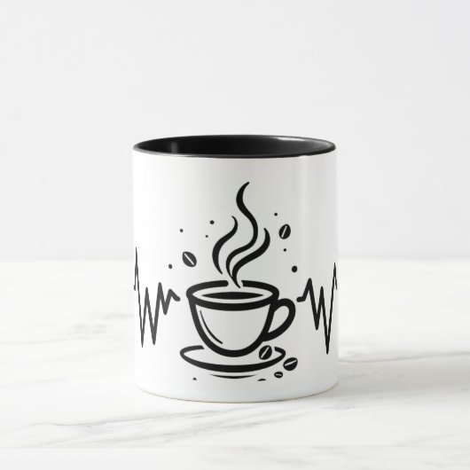 Coffee Heartbeat One-Line Art Mug Mok (Midden)
