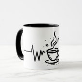 Coffee Heartbeat One-Line Art Mug Mok (Voorkant links)