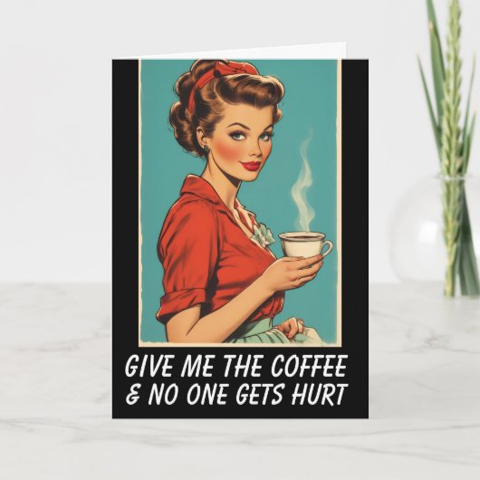 COFFEE HELLO RETRO HOUSEWIFE Greeting Card Kaart (Voorkant)