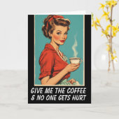 COFFEE HELLO RETRO HOUSEWIFE Greeting Card Kaart (Gele Bloem)