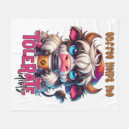 Coffee Helps Me Tolerate Idiots  Fleece Deken (Voorkant (Horizontaal))