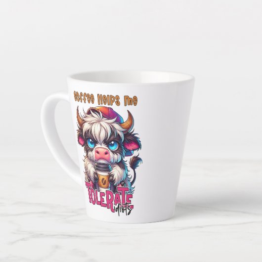 Coffee Helps Me Tolerate Idiots Latte Mok (Linkerhoek)
