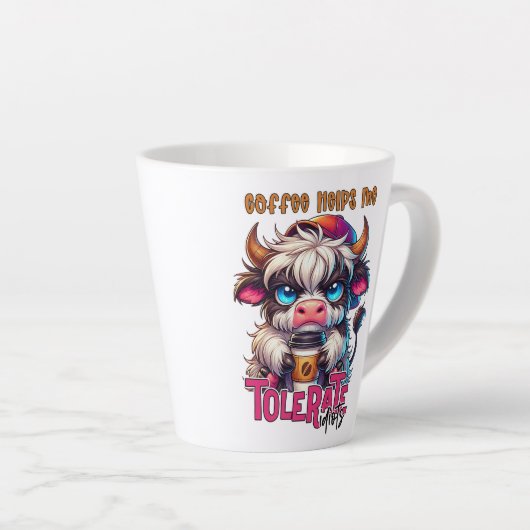 Coffee Helps Me Tolerate Idiots Latte Mok (Rechterhoek)