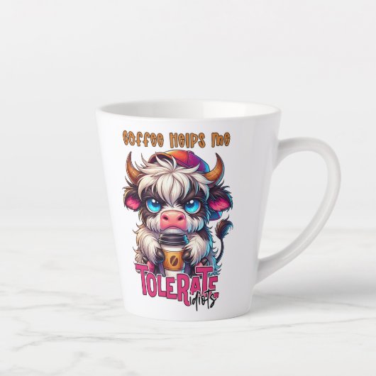 Coffee Helps Me Tolerate Idiots  Latte Mok (Rechts)