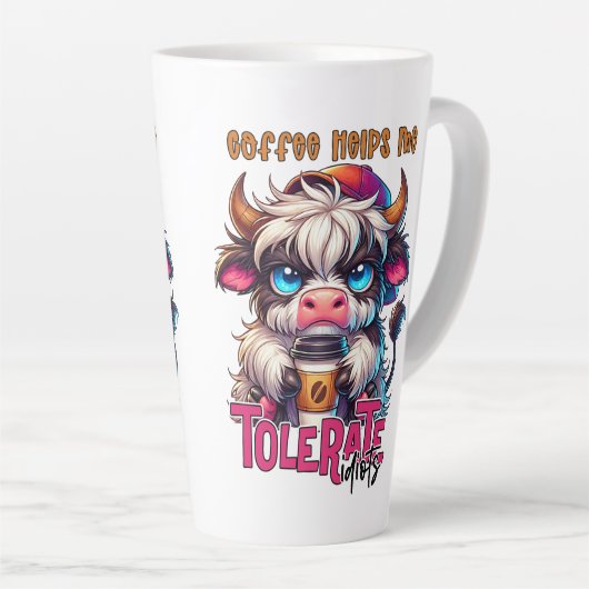 Coffee Helps Me Tolerate Idiots Latte Mok (Rechterhoek)