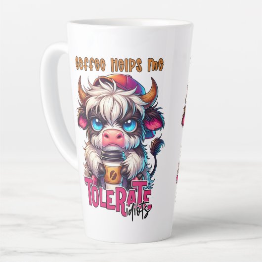 Coffee Helps Me Tolerate Idiots Latte Mok (Linkerhoek)