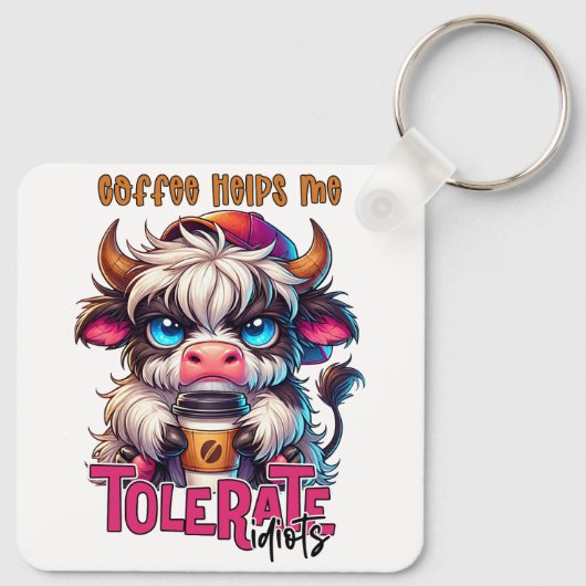 Coffee Helps Me Tolerate Idiots  Sleutelhanger (Achterkant)