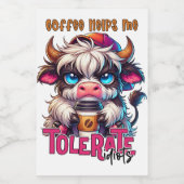 Coffee Helps Me Tolerate Idiots  Voedselcontainer Etiket (Enkel label)