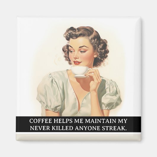 Coffee Helpt me Funny Retro 50s Gezegde Magneet (Voorkant)