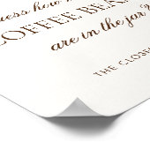 Coffee Hoeveel bonen Vrijgezellenfeest spel teken Poster (Hoek)