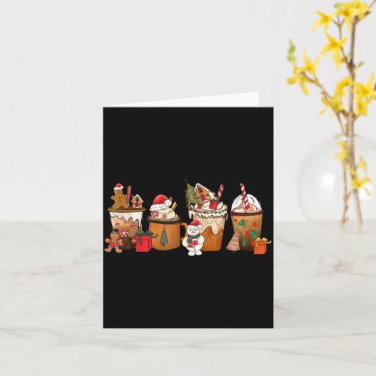 Coffee Hot Cocoa Merry Christmas Xmas Family Pajam Kaart (Gele Bloem)