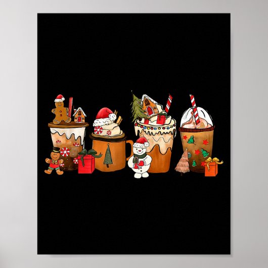 Coffee Hot Cocoa Merry Christmas Xmas Family Pajam Poster (Voorkant)