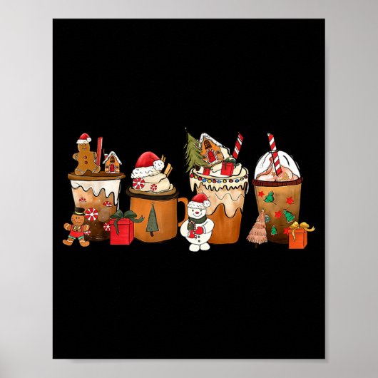 Coffee Hot Cocoa Merry Christmas Xmas Family Pajam Poster (Voorkant)