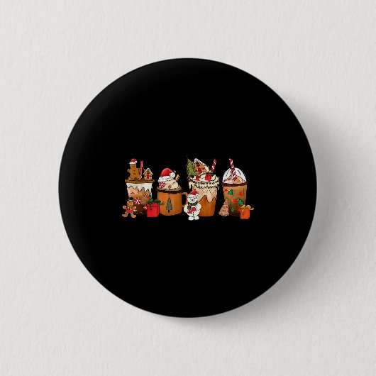 Coffee Hot Cocoa Merry Christmas Xmas Family Pajam Ronde Button 5,7 Cm (Voorkant)