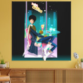 Coffee House Girl Wrapped Canvas (Insitu (Woonkamer))
