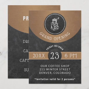 Coffee House Logo Grand Opening Koper en Zwart Kaart